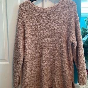 Medium pale pink cozy sweater, very warm.